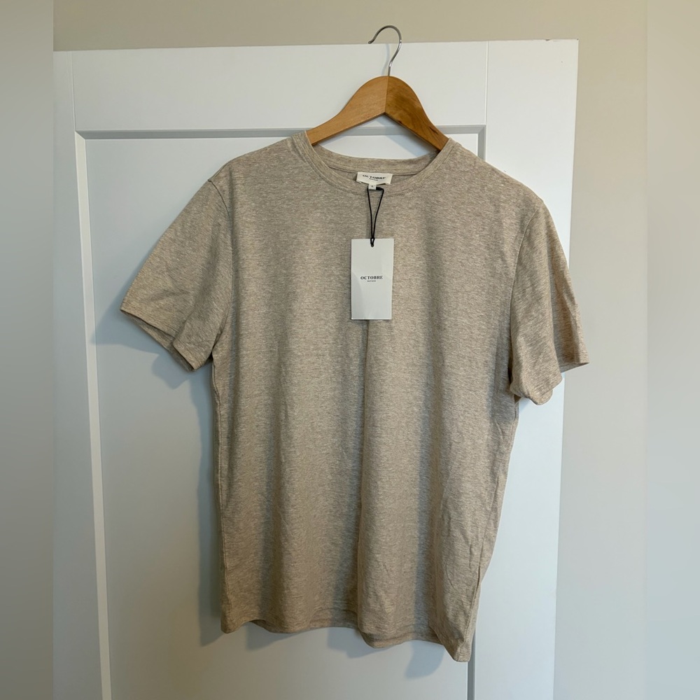 Octobre Editions Fabio cotton/linen T-shirt, beige men’s large